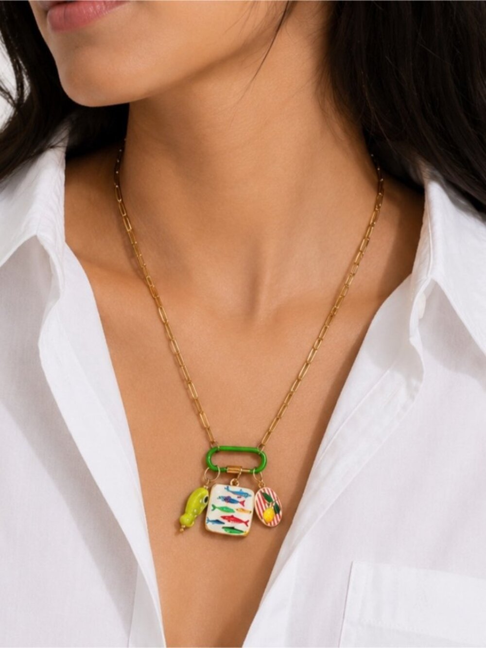 New! Coastal Color Fish Charm Necklace NWOT 5048